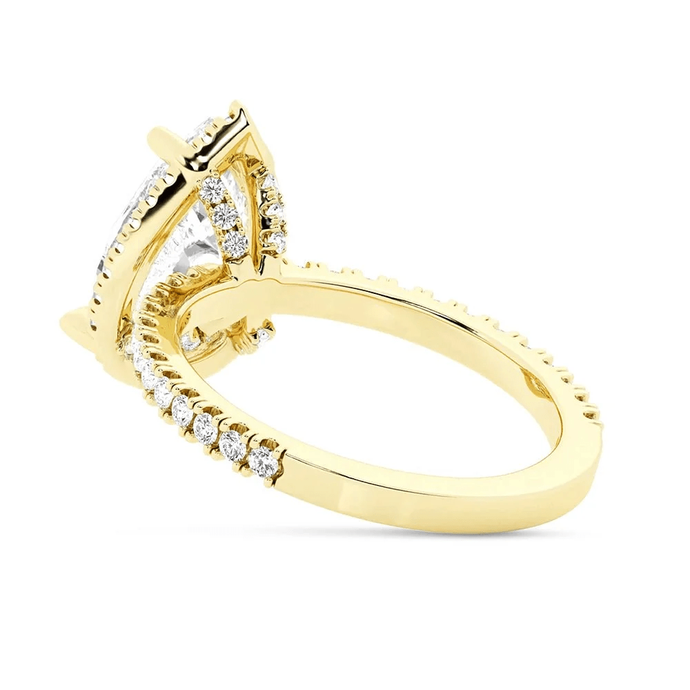 Pear Moissanite Halo Engagement Ring with Pavé Band - Novelle Vow