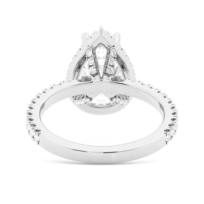 Pear Moissanite Halo Engagement Ring with Pavé Band - Novelle Vow