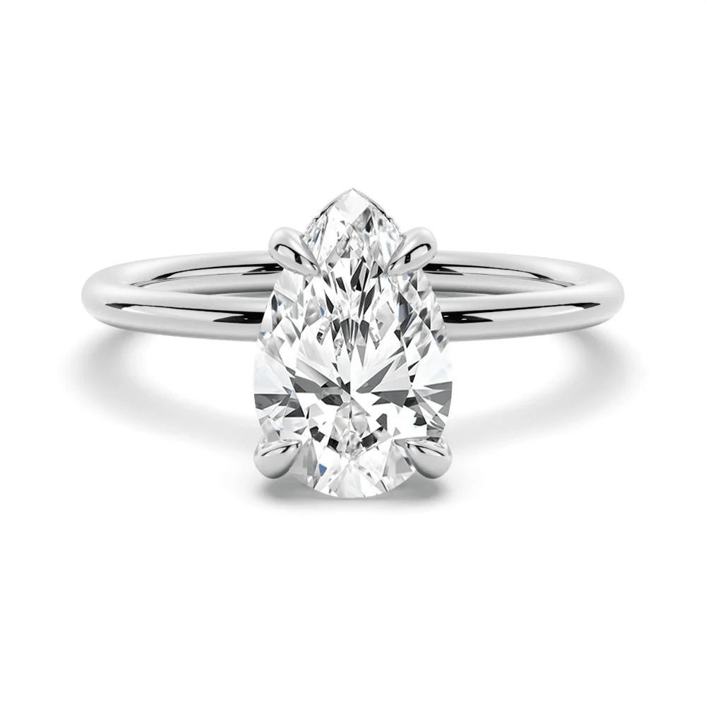 Pear Moissanite Solitaire Engagement Ring Teardrop Minimalist Design - Novelle Vow