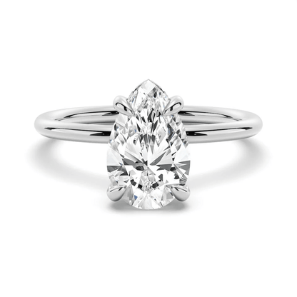 Pear Moissanite Solitaire Engagement Ring Teardrop Minimalist Design - Novelle Vow