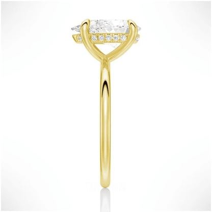 Pear Moissanite Solitaire Engagement Ring Teardrop Minimalist Design - Novelle Vow