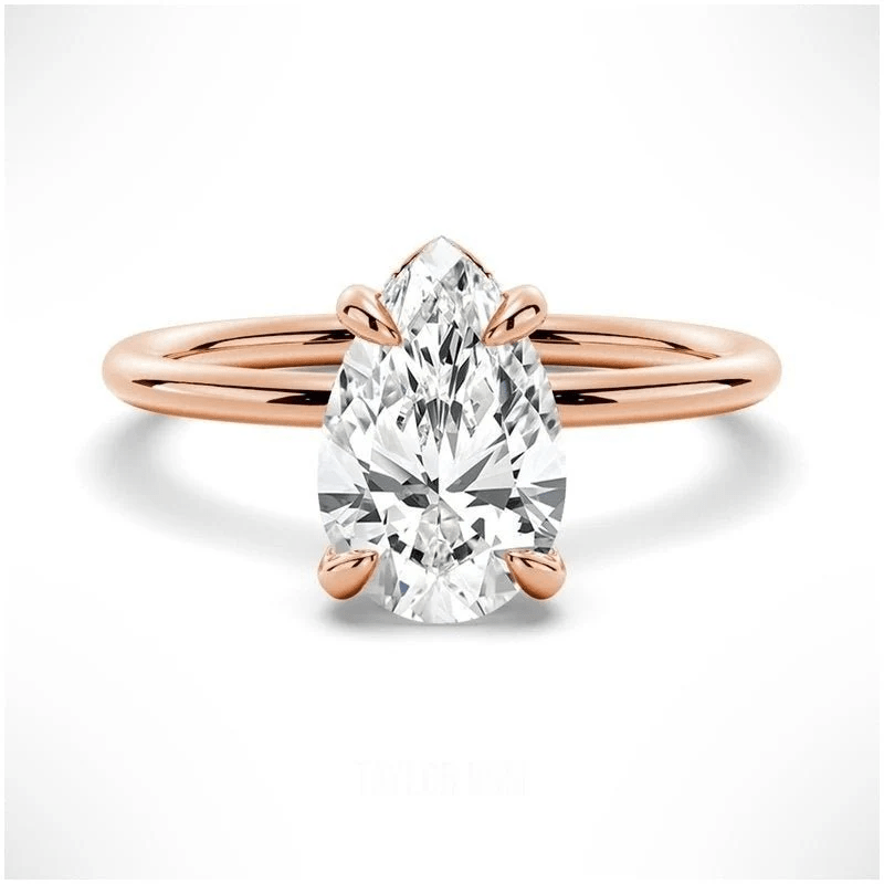 Pear Moissanite Solitaire Engagement Ring Teardrop Minimalist Design - Novelle Vow