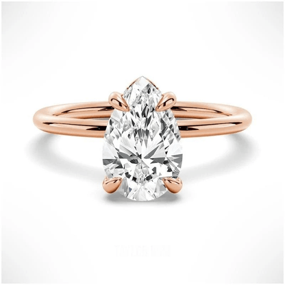 Pear Moissanite Solitaire Engagement Ring Teardrop Minimalist Design - Novelle Vow
