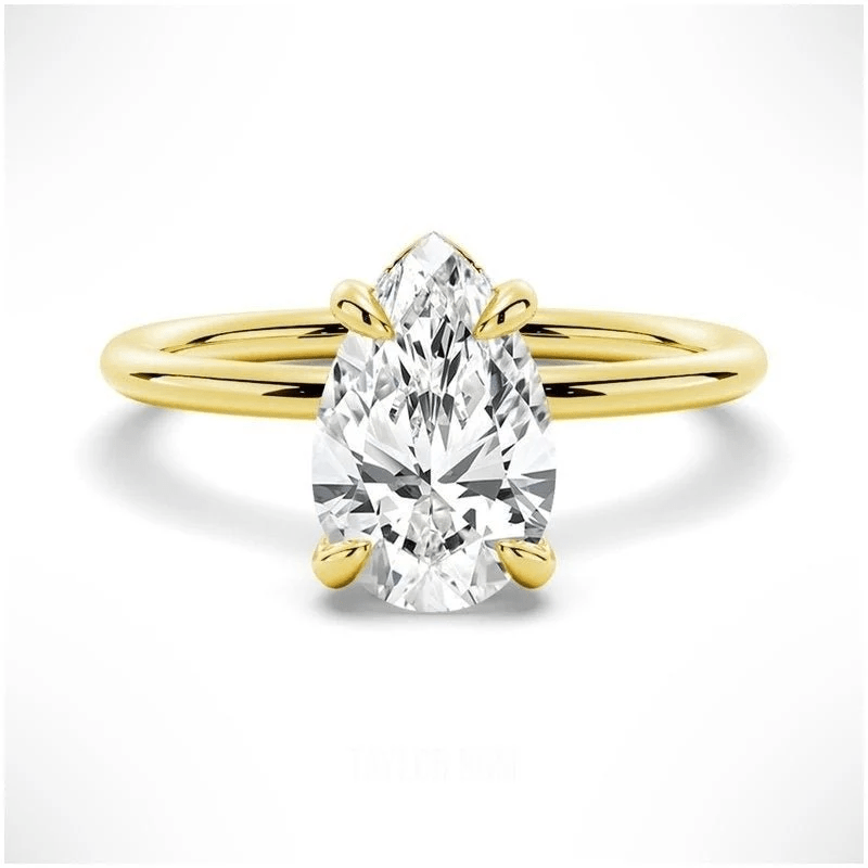 Pear Moissanite Solitaire Engagement Ring Teardrop Minimalist Design - Novelle Vow