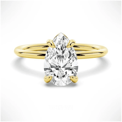 Pear Moissanite Solitaire Engagement Ring Teardrop Minimalist Design - Novelle Vow