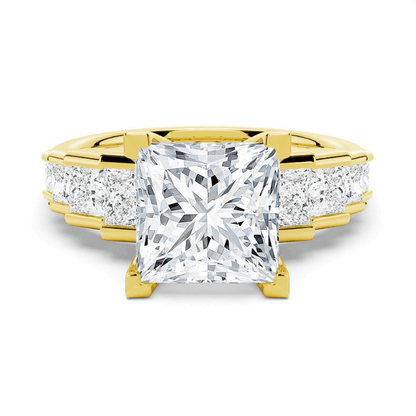 Princess Cut Channel Set Moissanite Engagement Ring with Step - Down Shoulders - Novelle Vow