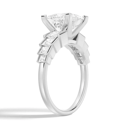 Princess Cut Channel Set Moissanite Engagement Ring with Step - Down Shoulders - Novelle Vow