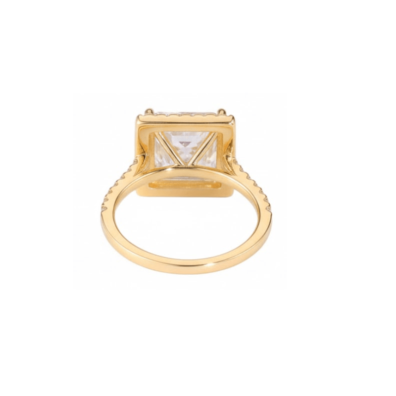 Princess Cut Halo Moissanite Engagement Ring with Pavé Band - Novelle Vow