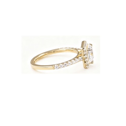 Princess Cut Halo Moissanite Engagement Ring with Pavé Band - Novelle Vow