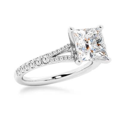Princess-Cut Moissanite Bridal Set with Split-Shank Band - Novelle Vow