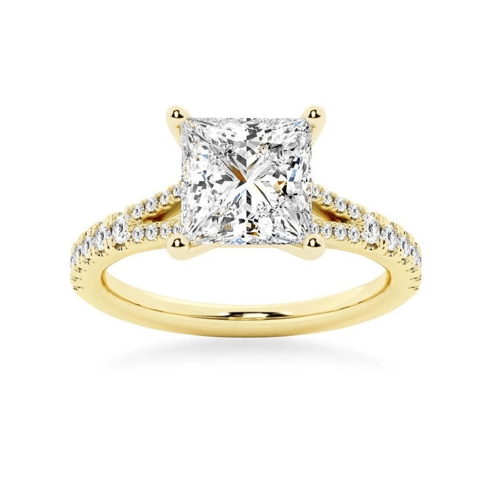 Princess-Cut Moissanite Bridal Set with Split-Shank Band - Novelle Vow