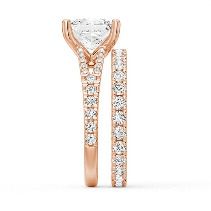 Princess-Cut Moissanite Bridal Set with Split-Shank Band - Novelle Vow