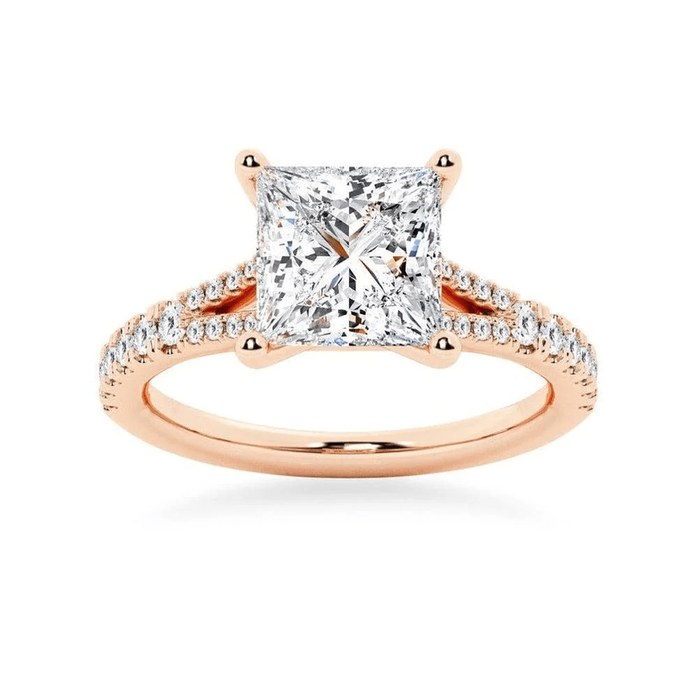 Princess-Cut Moissanite Bridal Set with Split-Shank Band - Novelle Vow