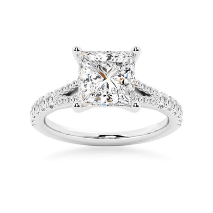 Princess-Cut Moissanite Bridal Set with Split-Shank Band - Novelle Vow