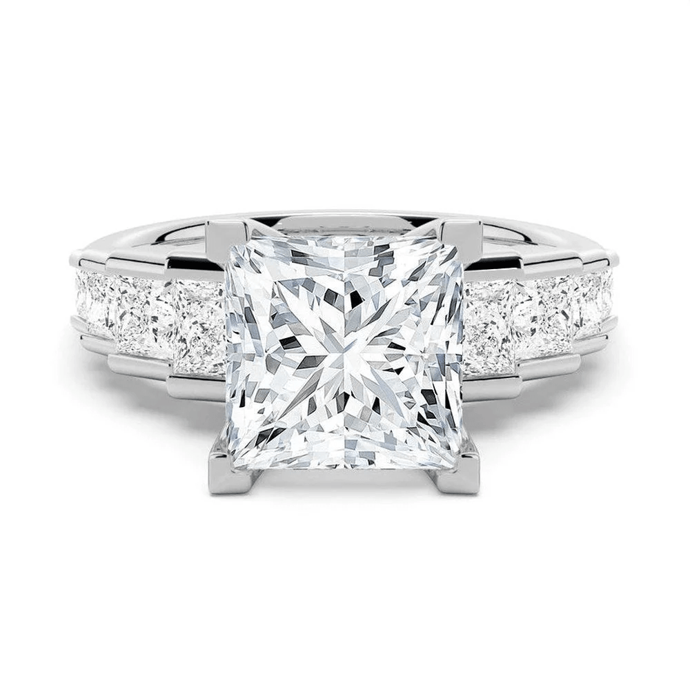 Princess Cut Moissanite Bridal Set with Staircase Design - Novelle Vow