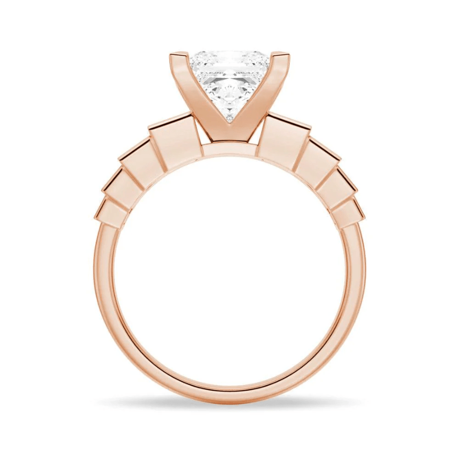 Princess Cut Moissanite Bridal Set with Staircase Design - Novelle Vow
