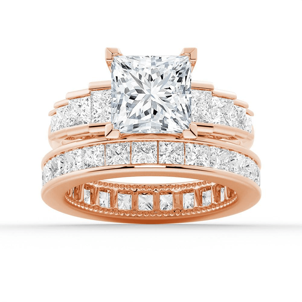 Princess Cut Moissanite Bridal Set with Staircase Design - Novelle Vow