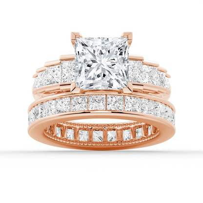 Princess Cut Moissanite Bridal Set with Staircase Design - Novelle Vow