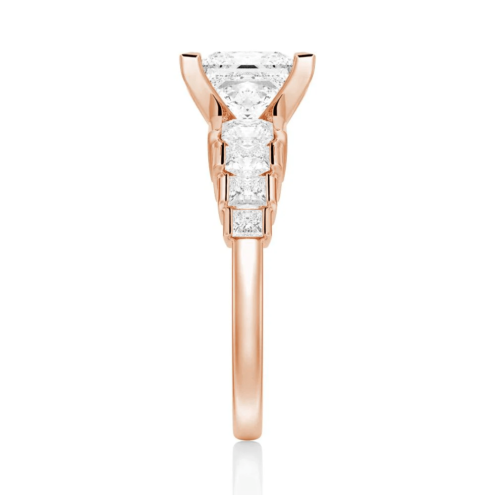 Princess Cut Moissanite Bridal Set with Staircase Design - Novelle Vow