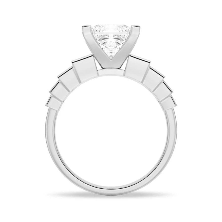 Princess Cut Moissanite Bridal Set with Staircase Design - Novelle Vow