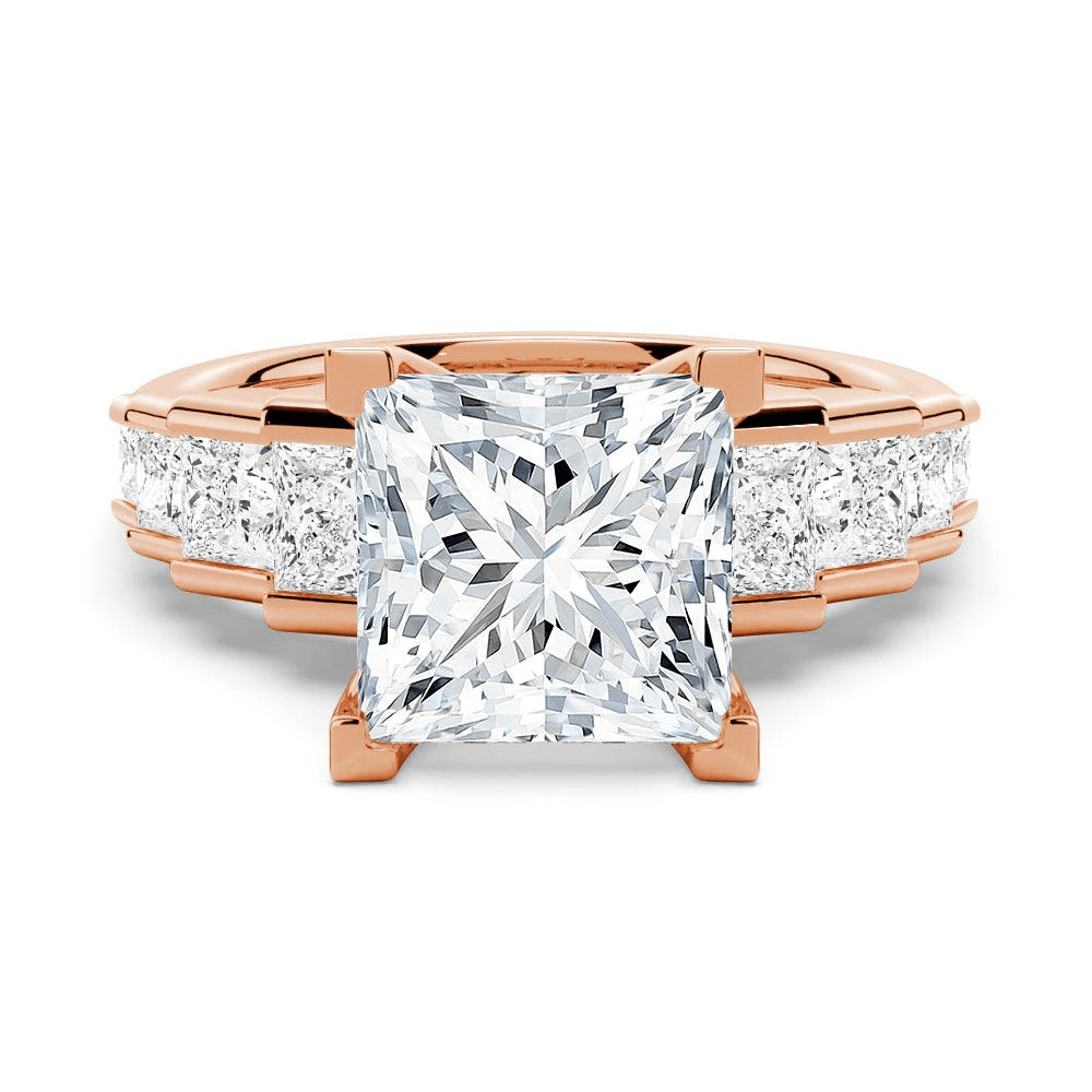 Princess Cut Moissanite Bridal Set with Staircase Design - Novelle Vow