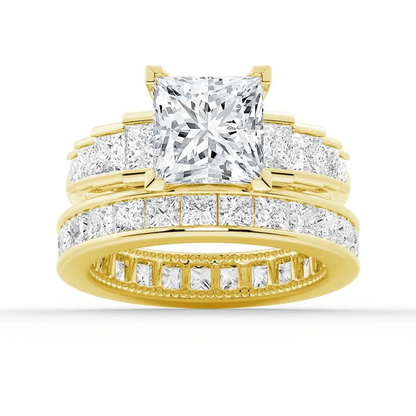 Princess Cut Moissanite Bridal Set with Staircase Design - Novelle Vow