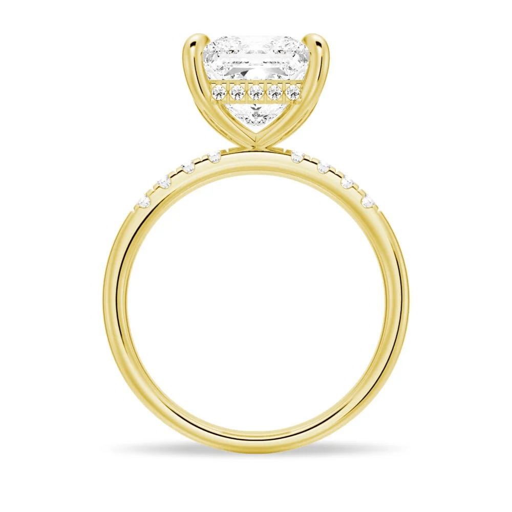 Princess-Cut Moissanite Engagement Ring and Pavé Wedding Band Set - Novelle Vow