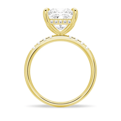 Princess-Cut Moissanite Engagement Ring and Pavé Wedding Band Set - Novelle Vow