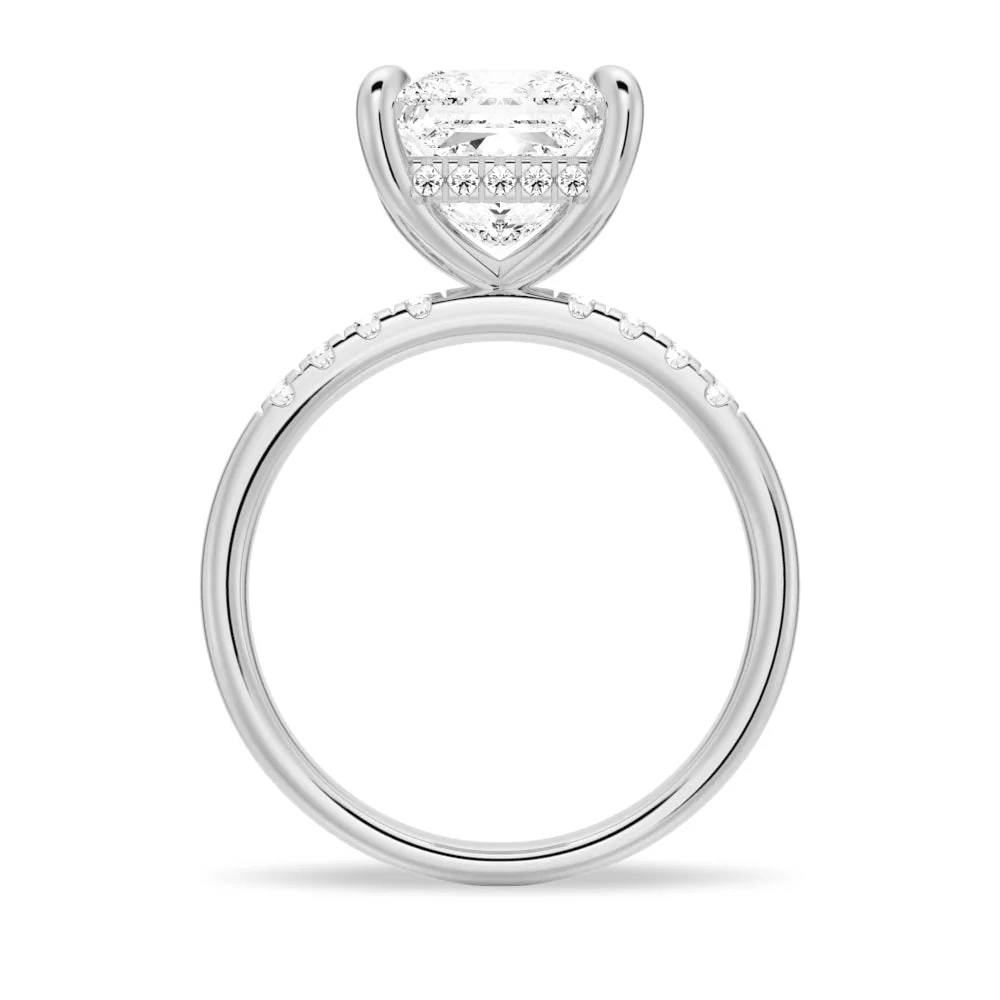 Princess-Cut Moissanite Engagement Ring and Pavé Wedding Band Set - Novelle Vow