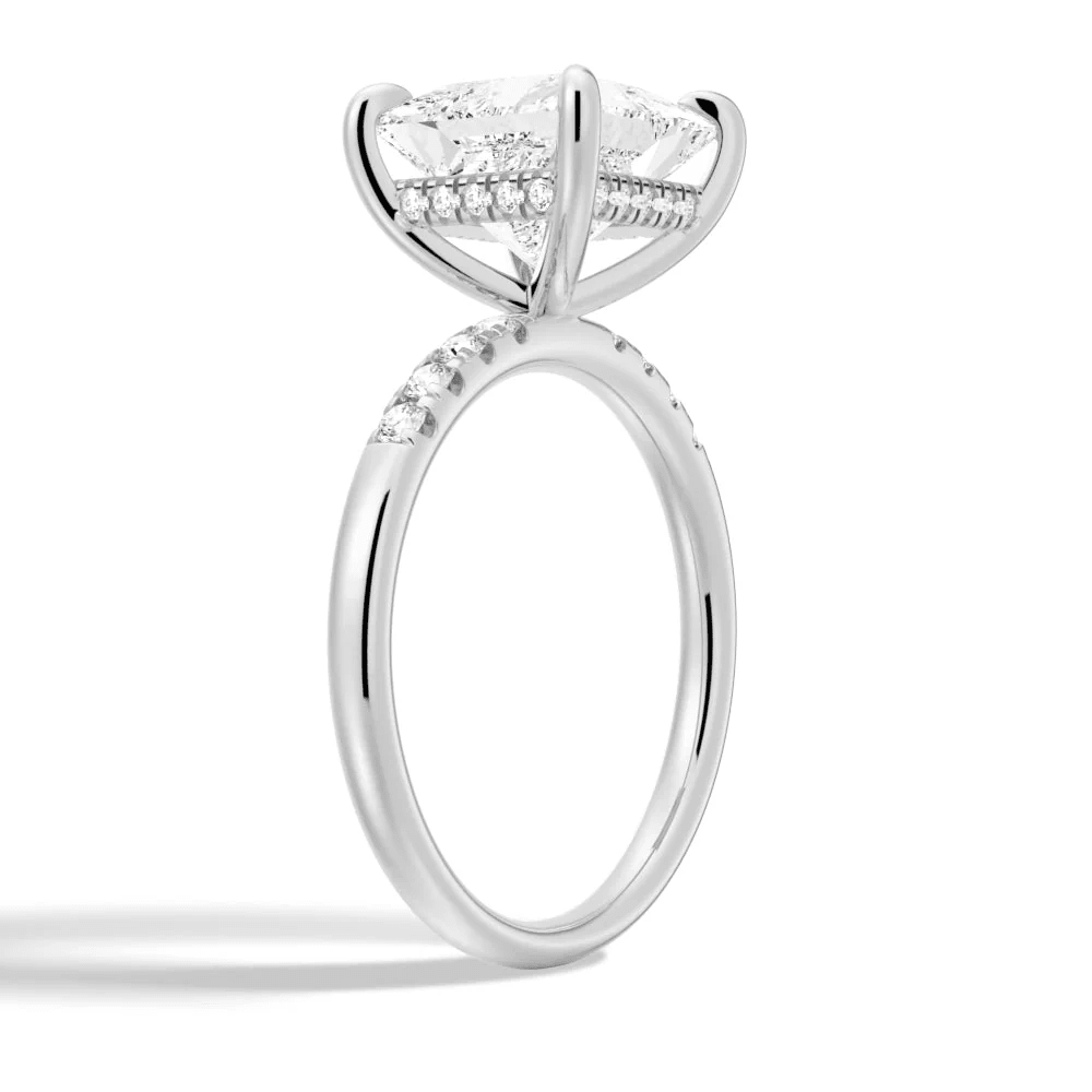 Princess-Cut Moissanite Engagement Ring and Pavé Wedding Band Set - Novelle Vow