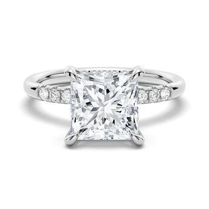 Princess-Cut Moissanite Engagement Ring and Pavé Wedding Band Set - Novelle Vow