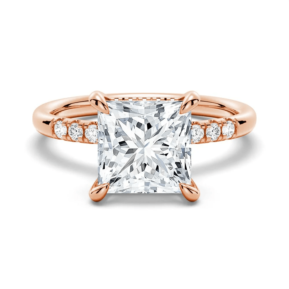 Princess-Cut Moissanite Engagement Ring and Pavé Wedding Band Set - Novelle Vow