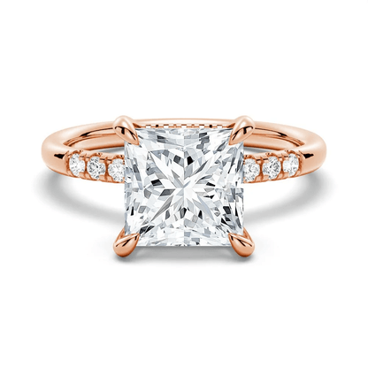 Princess-Cut Moissanite Engagement Ring and Pavé Wedding Band Set - Novelle Vow