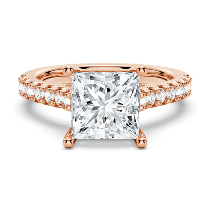 Princess Cut Moissanite Engagement Ring with 4 - Prong Setting and Pave Band - Novelle Vow
