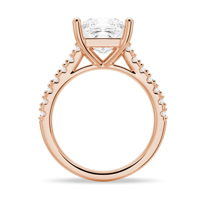 Princess Cut Moissanite Engagement Ring with 4 - Prong Setting and Pave Band - Novelle Vow