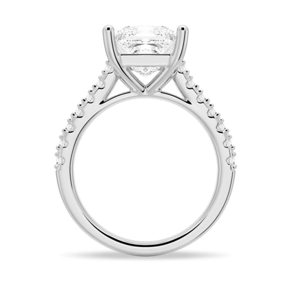Princess Cut Moissanite Engagement Ring with 4 - Prong Setting and Pave Band - Novelle Vow