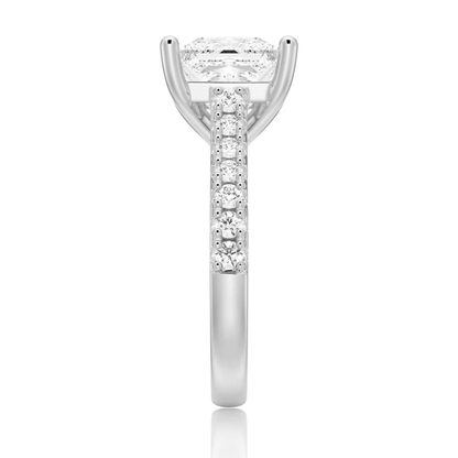 Princess Cut Moissanite Engagement Ring with 4 - Prong Setting and Pave Band - Novelle Vow