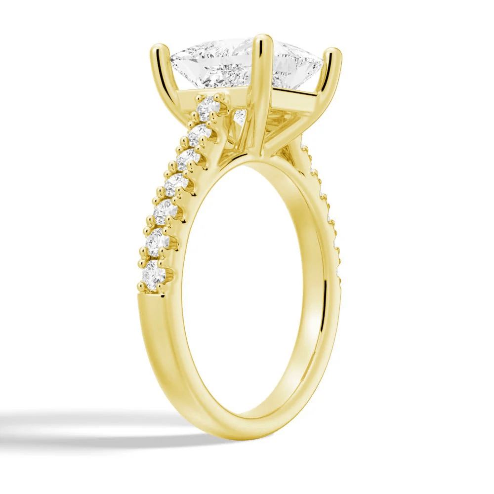 Princess Cut Moissanite Engagement Ring with 4 - Prong Setting and Pave Band - Novelle Vow