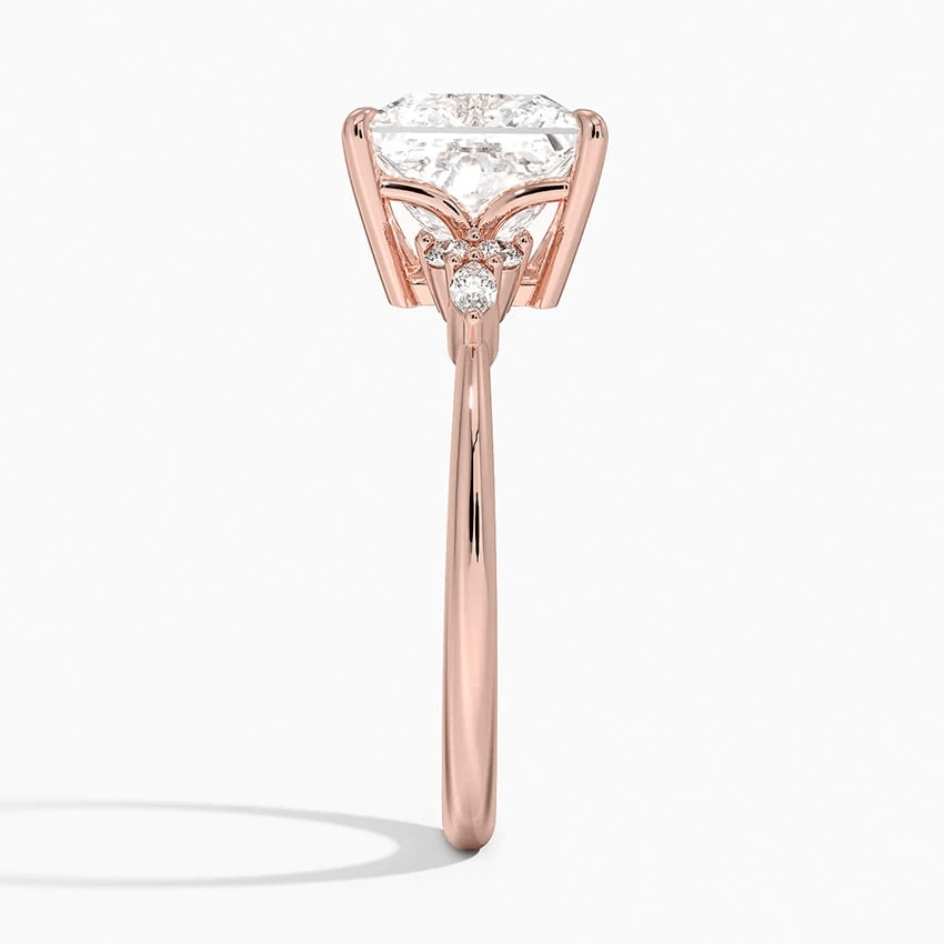 Princess Cut Moissanite Engagement Ring with Floral Cluster Accents - Novelle Vow
