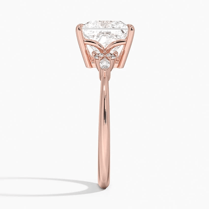 Princess Cut Moissanite Engagement Ring with Floral Cluster Accents - Novelle Vow