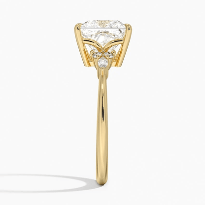 Princess Cut Moissanite Engagement Ring with Floral Cluster Accents - Novelle Vow