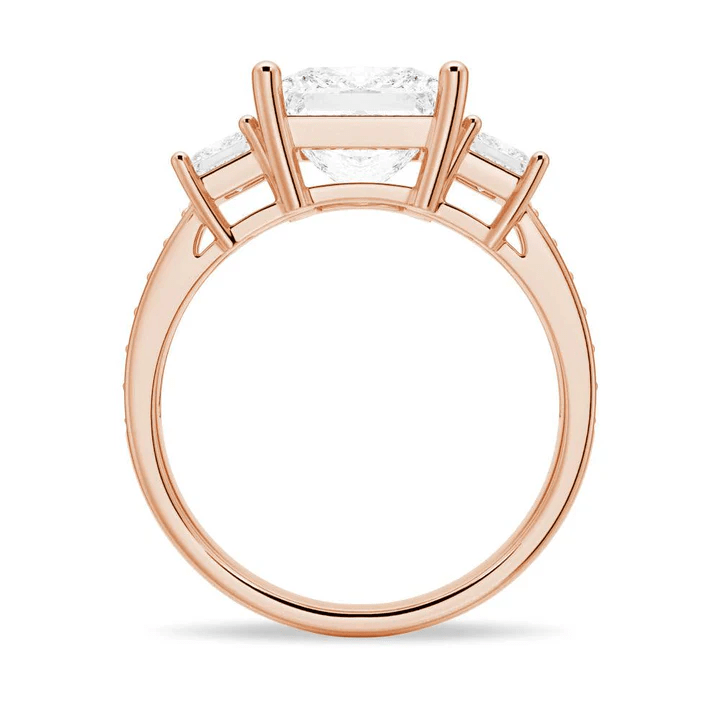 Princess Cut Three Stone Pavé Moissanite Engagement Ring - Novelle Vow