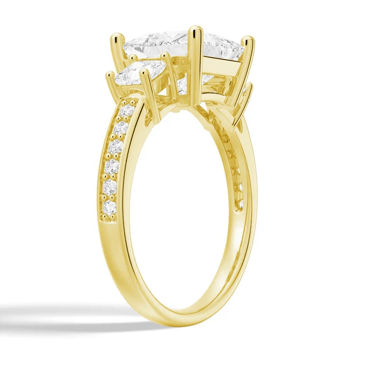 Princess Cut Three Stone Pavé Moissanite Engagement Ring - Novelle Vow