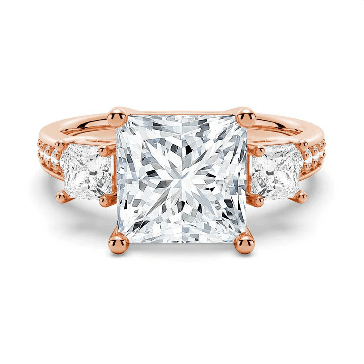 Princess Cut Three Stone Pavé Moissanite Engagement Ring - Novelle Vow