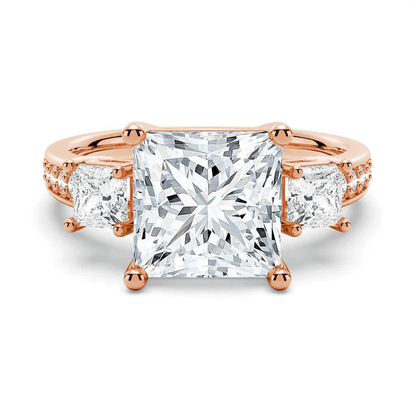 Princess Cut Three Stone Pavé Moissanite Engagement Ring - Novelle Vow