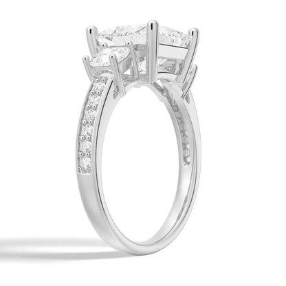 Princess Cut Three Stone Pavé Moissanite Engagement Ring - Novelle Vow
