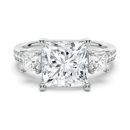 Princess Cut Three Stone Pavé Moissanite Engagement Ring - Novelle Vow