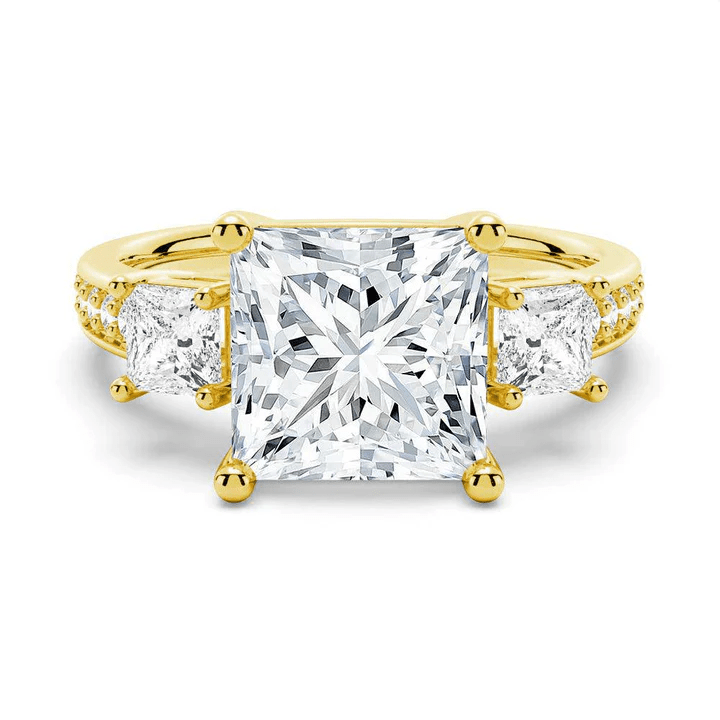 Princess Cut Three Stone Pavé Moissanite Engagement Ring - Novelle Vow