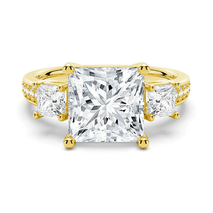 Princess Cut Three Stone Pavé Moissanite Engagement Ring - Novelle Vow