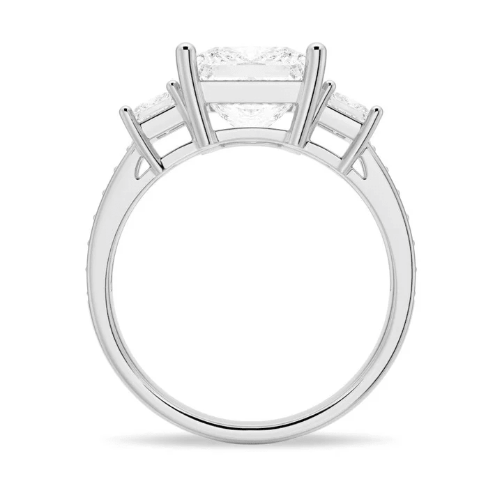Princess Cut Three Stone Pavé Moissanite Engagement Ring - Novelle Vow